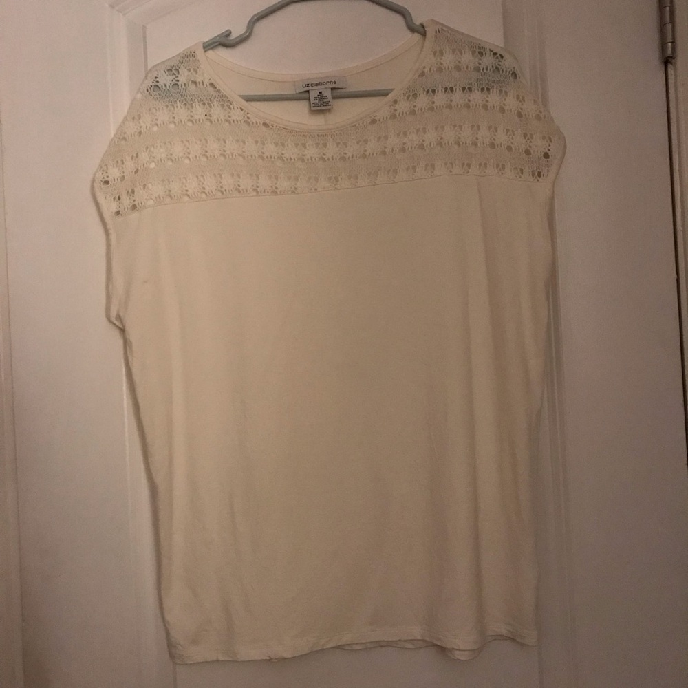 Liz Claiborne Elegant Ivory Lace Panel Sleeveless Top Size Medium